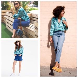 Madewell Silk Zebra Pajama Top Jacket